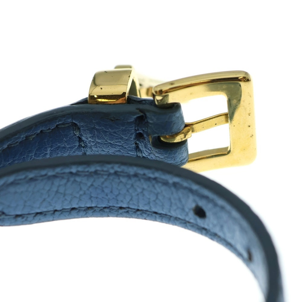 miumiu(ミュウミュウ) レザーバングル ブレスレット ライトブルー ゴールド金具 レザー