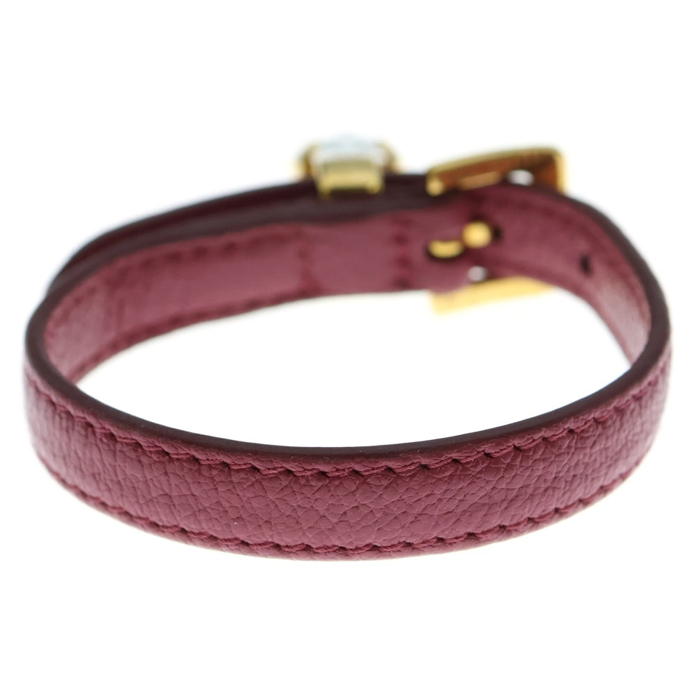 miumiu(ミュウミュウ) レザーバングル ストーン ブレスレット ピンク ゴールド金具 レザー