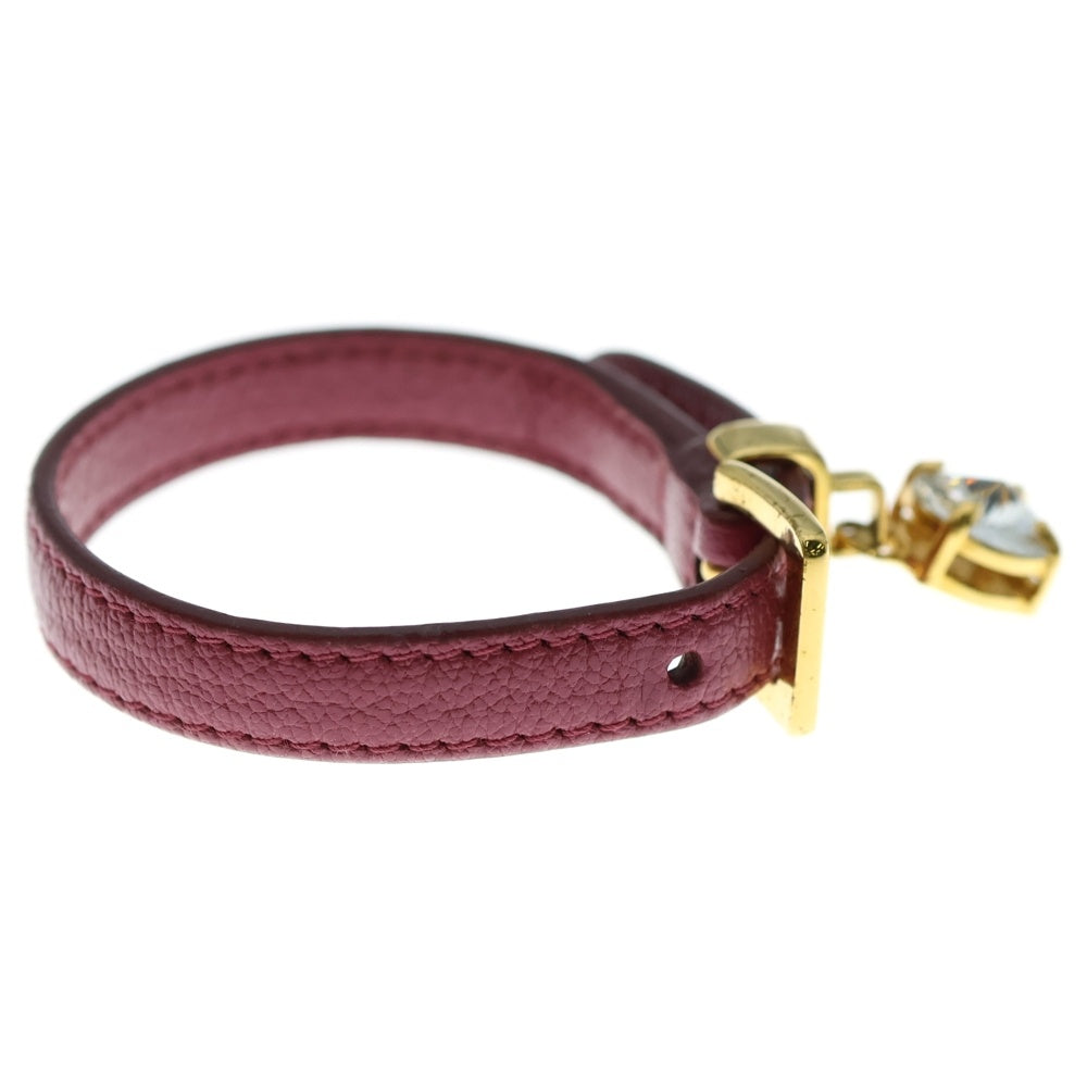 miumiu(ミュウミュウ) レザーバングル ストーン ブレスレット ピンク ゴールド金具 レザー