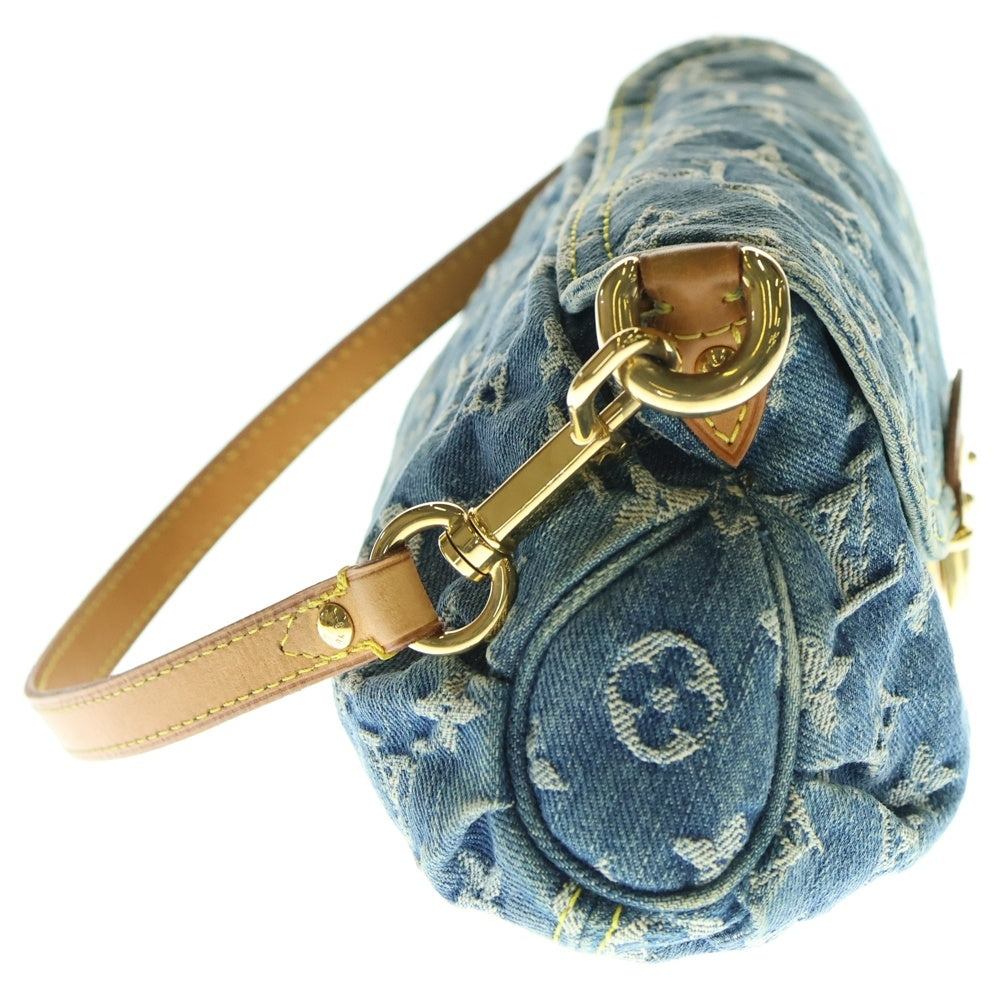 LOUIS VUITTON(ルイヴィトン) モノグラムデニム ミニプリーティ レザーワンショルダーバッグ ハンドバッグ ブルー M95050