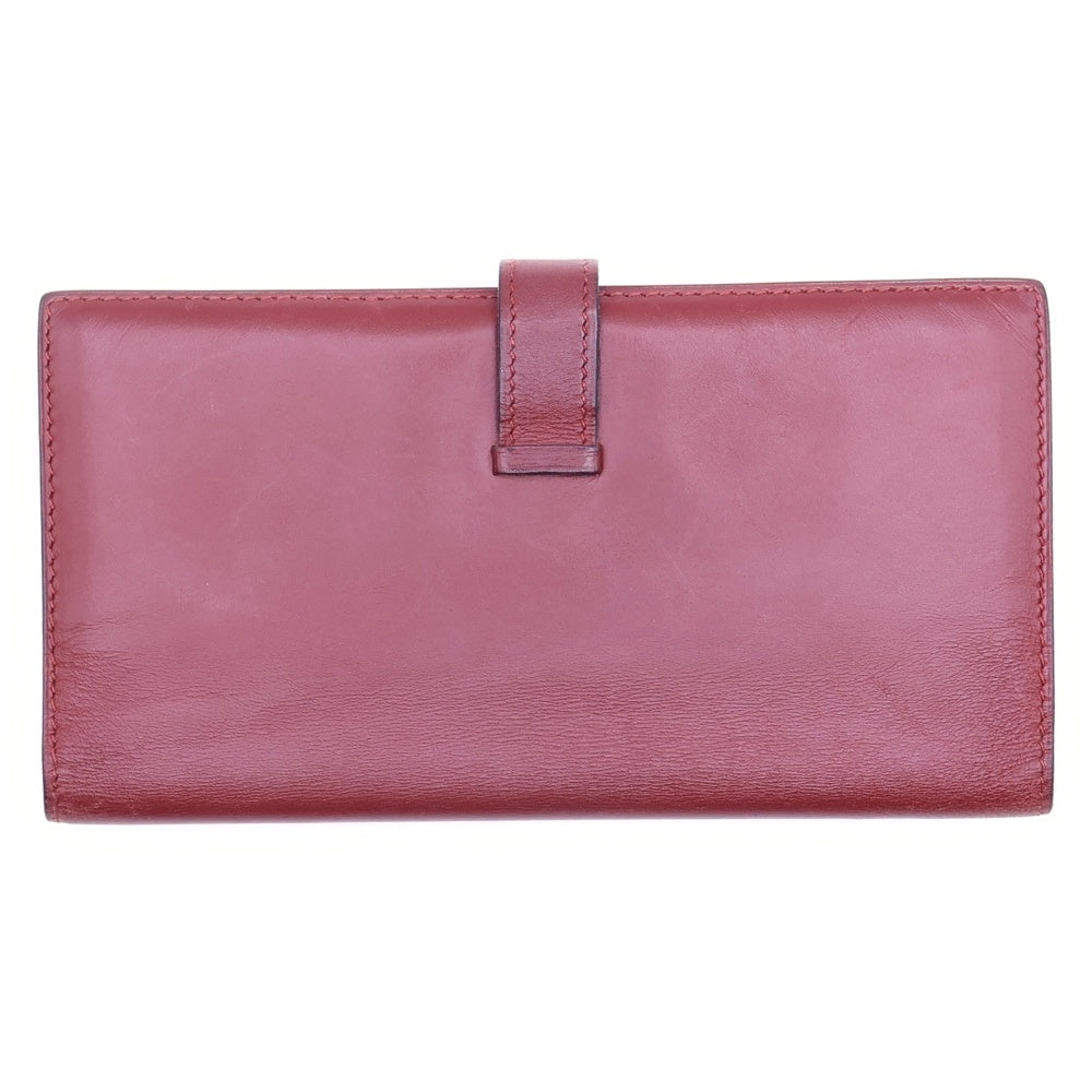 HERMES(エルメス) ベアンクラシック ボックスカーフ レザーロングウォレット 二つ折り長財布 ブラウン □E刻印