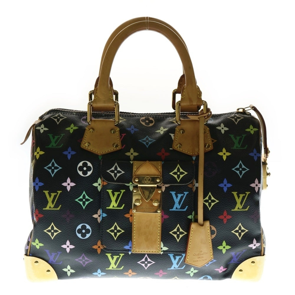 LOUIS VUITTON(ルイヴィトン) モノグラムマルチカラー スピーディ30 ボストンバッグ ハンドバッグ ブラック×ブラウン レザー×PVC ゴールド金具 M92642