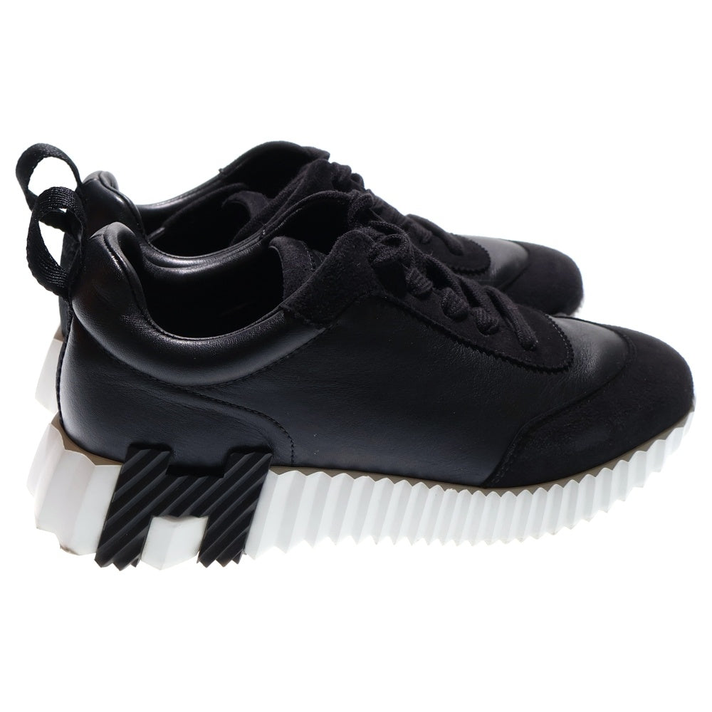 HERMES(エルメス) バウンシング Hロゴ スエード コンビレザー レースアップ ローカットシューズ スニーカー ブラック レディース