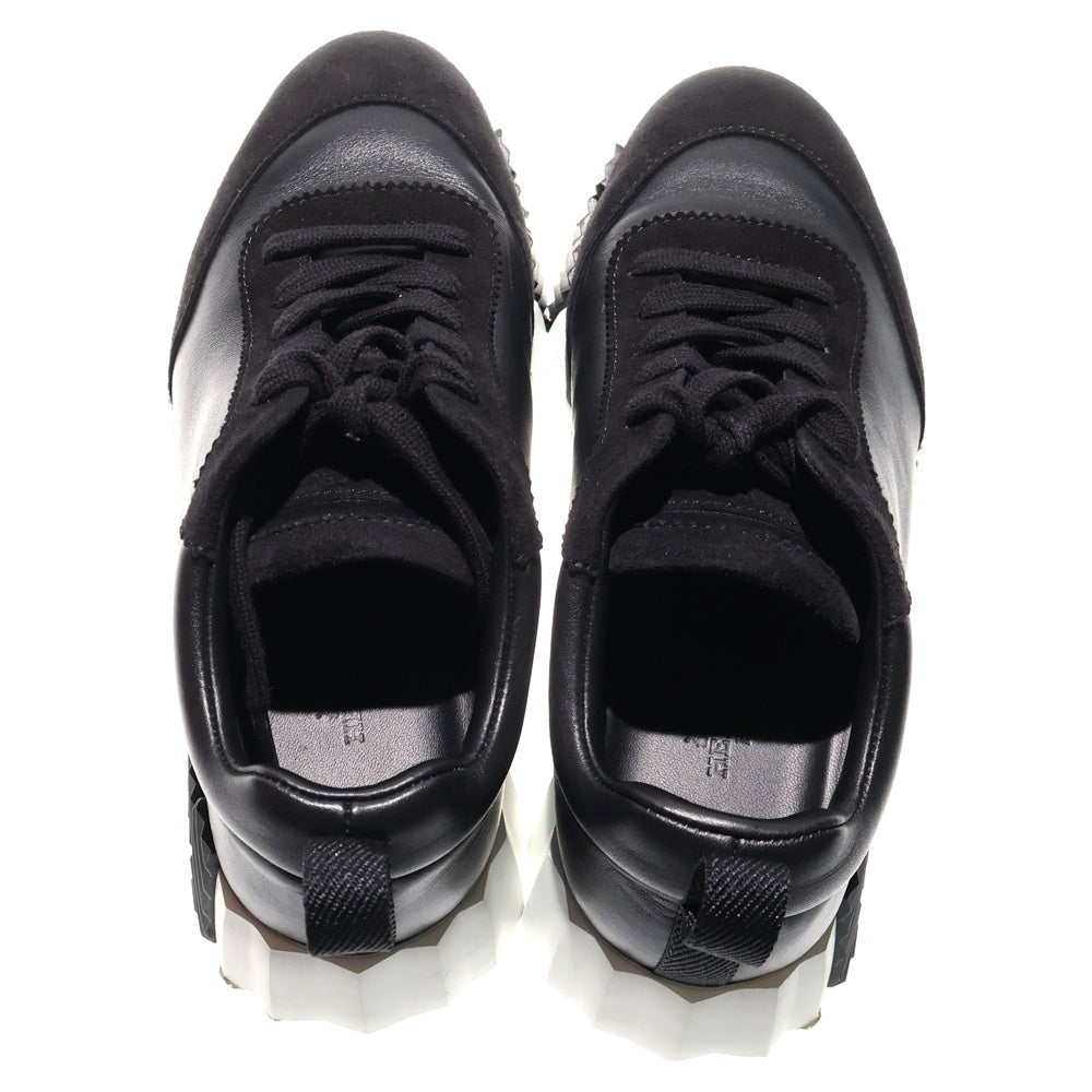 HERMES(エルメス) バウンシング Hロゴ スエード コンビレザー レースアップ ローカットシューズ スニーカー ブラック レディース