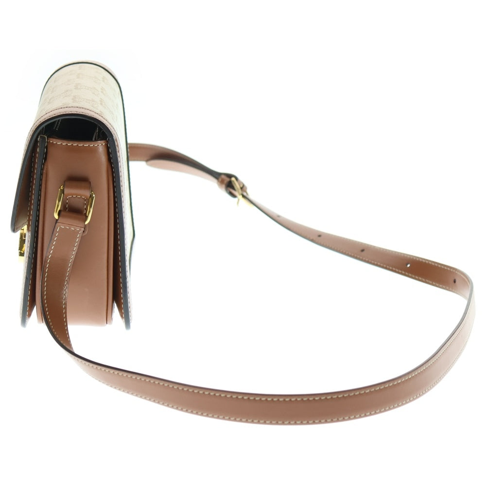 CELINE(セリーヌ) トリオンフ ティーン PVC×レザー ショルダーバッグ ホワイト/ブラウン