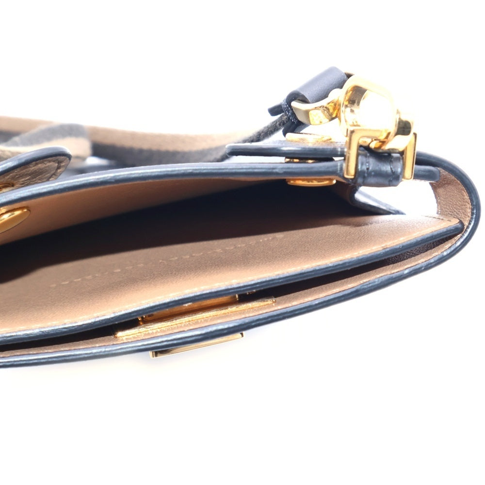 FENDI(フェンディ) ピーカフォン レザー フォンショルダー ミニバッグ ブラック×ブラウン レザー ゴールド金具 8M0442