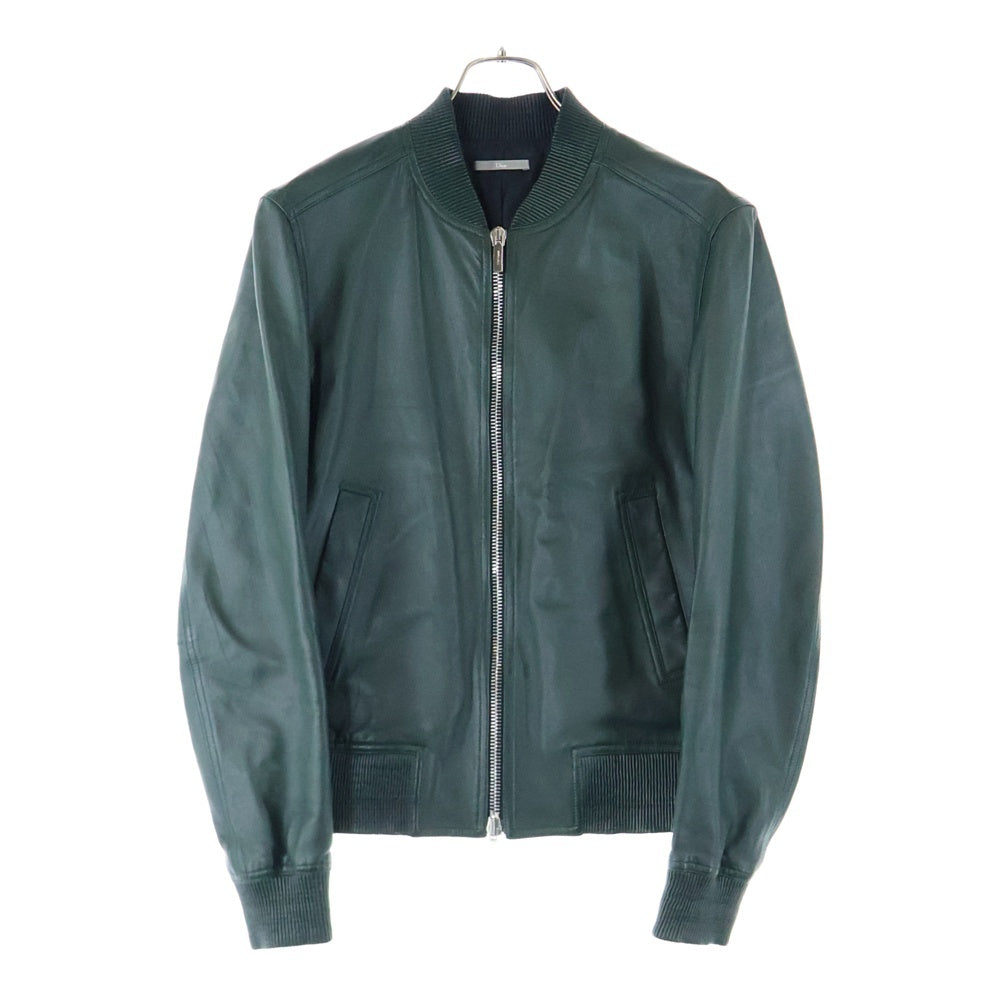 Dior HOMME(ディオールオム) ラムスキン レザー ジップアップ ボンバージャケット ブルゾン グリーン 833L460I0262