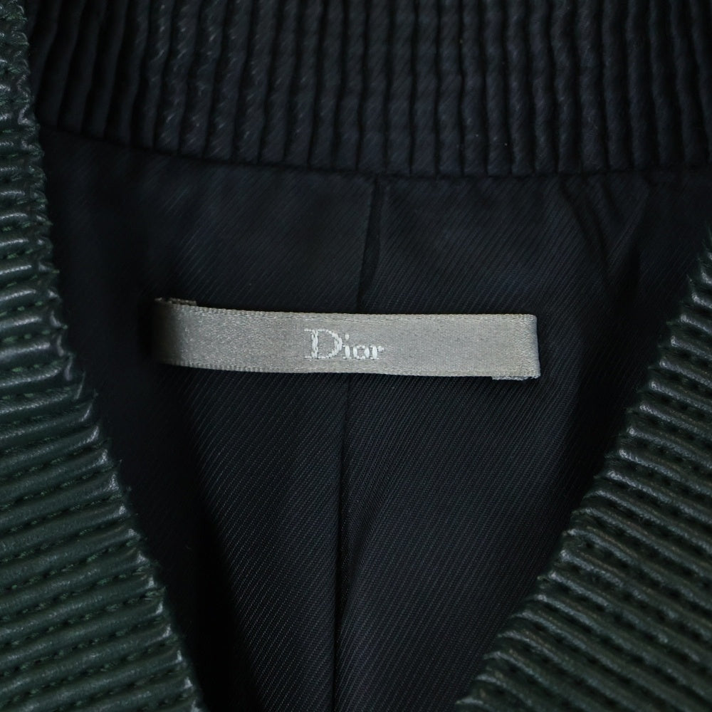 Dior HOMME(ディオールオム) ラムスキン レザー ジップアップ ボンバージャケット ブルゾン グリーン 833L460I0262
