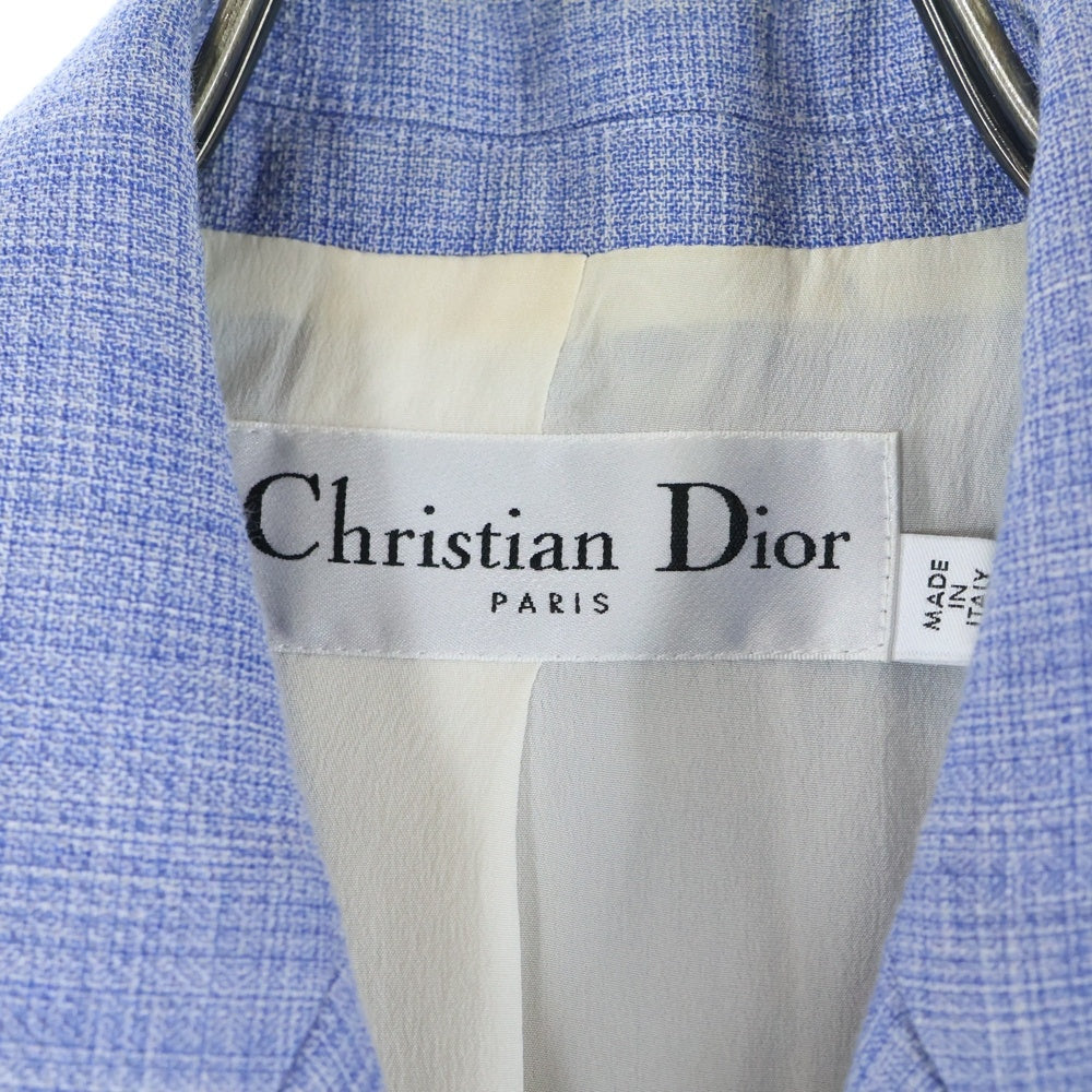 Christian Dior(クリスチャンディオール) ウール混 レーヨン ジップデザイン ダブルブレスト 4B テーラードジャケット ブルー 7C21246A1358