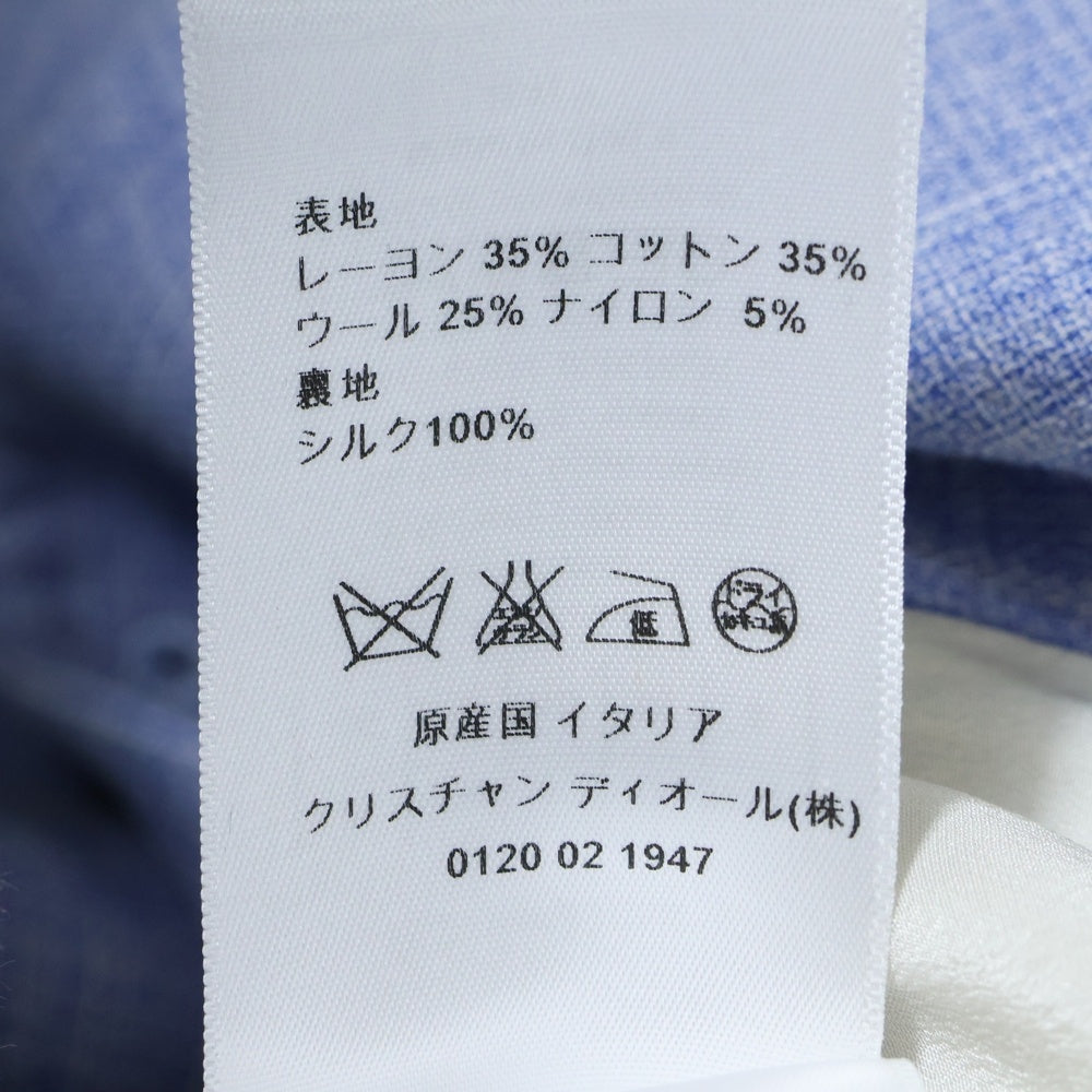 Christian Dior(クリスチャンディオール) ウール混 レーヨン ジップデザイン ダブルブレスト 4B テーラードジャケット ブルー 7C21246A1358