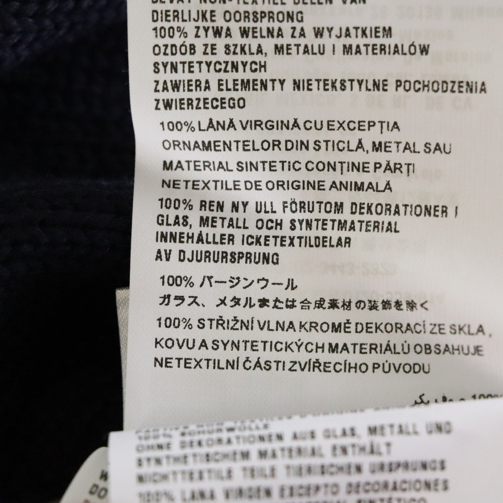 miumiu(ミュウミュウ) 16AW フラワー ビーズ装飾 ウール クルーネック 長袖ニット カーディガン ネイビー レディース MMC039