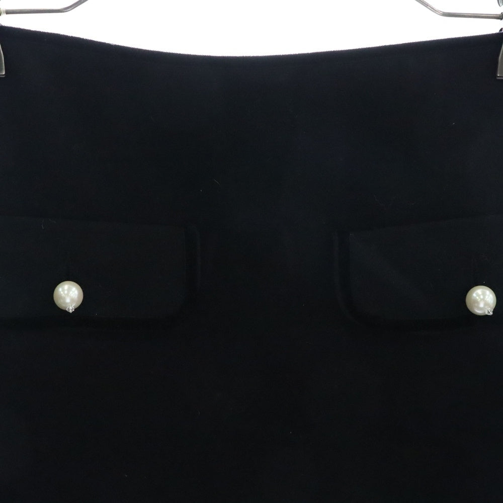miumiu(ミュウミュウ) 19AW パールボタン ベロア ベルベット パイピング ウール ミニスカート ブラック レディース MG1355