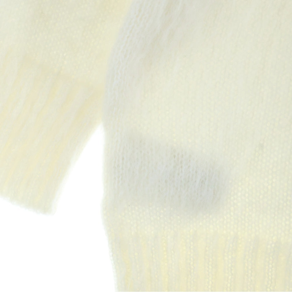 miumiu(ミュウミュウ) 19AW レース リボン デザイン モヘア クルーネック 長袖 ニット カーディガン ホワイト レディース MMF131