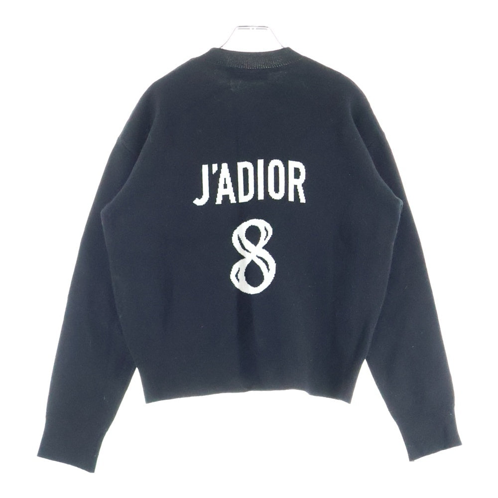 Christian Dior(クリスチャンディオール) J'ADIOR 8 ボクシー レタリング ナンバリング バックロゴジャガード クルーネック プルオーバー 長袖 ニット セーター ブラック レディース 924S55AM009