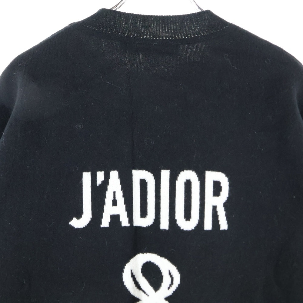 Christian Dior(クリスチャンディオール) J'ADIOR 8 ボクシー レタリング ナンバリング バックロゴジャガード クルーネック プルオーバー 長袖 ニット セーター ブラック レディース 924S55AM009