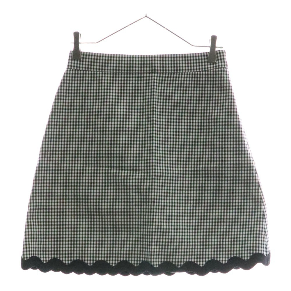 miumiu(ミュウミュウ) 19AW ギンガムチェック総柄 裾ウェーブデザイン ミニスカート ブラック/ホワイト レディース MG1301
