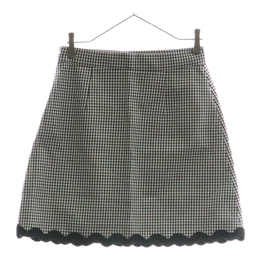 miumiu(ミュウミュウ) 19AW ギンガムチェック総柄 裾ウェーブデザイン ミニスカート ブラック/ホワイト レディース MG1301