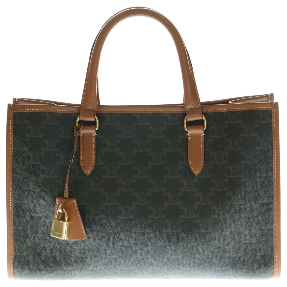 CELINE(セリーヌ) ミニ ホリゾンタル カバ トリオンフ柄 PVC レザー 2WAY ハンド ショルダーバッグ ゴールド金具 ブラウン