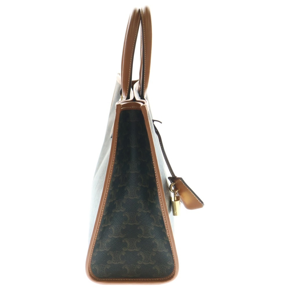 CELINE(セリーヌ) ミニ ホリゾンタル カバ トリオンフ柄 PVC レザー 2WAY ハンド ショルダーバッグ ゴールド金具 ブラウン