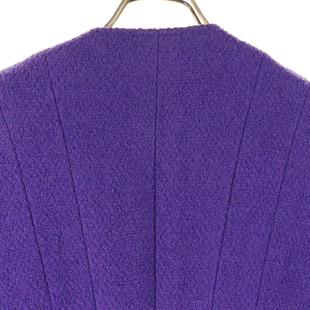 CHANEL(シャネル) 95AW ココマークボタン ウールツイード ノーカラー ロングジャケット パープル レディース P05336V04303