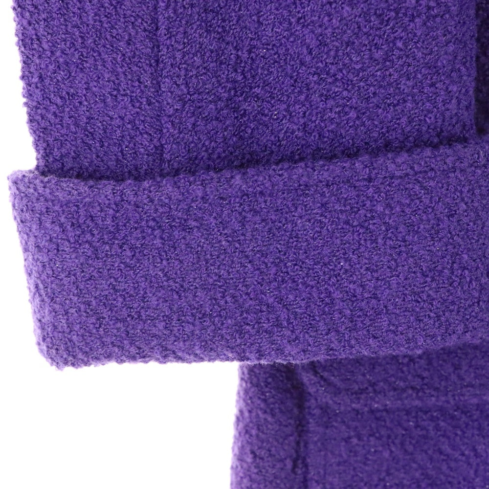 CHANEL(シャネル) 95AW ココマークボタン ウールツイード ノーカラー ロングジャケット パープル レディース P05336V04303