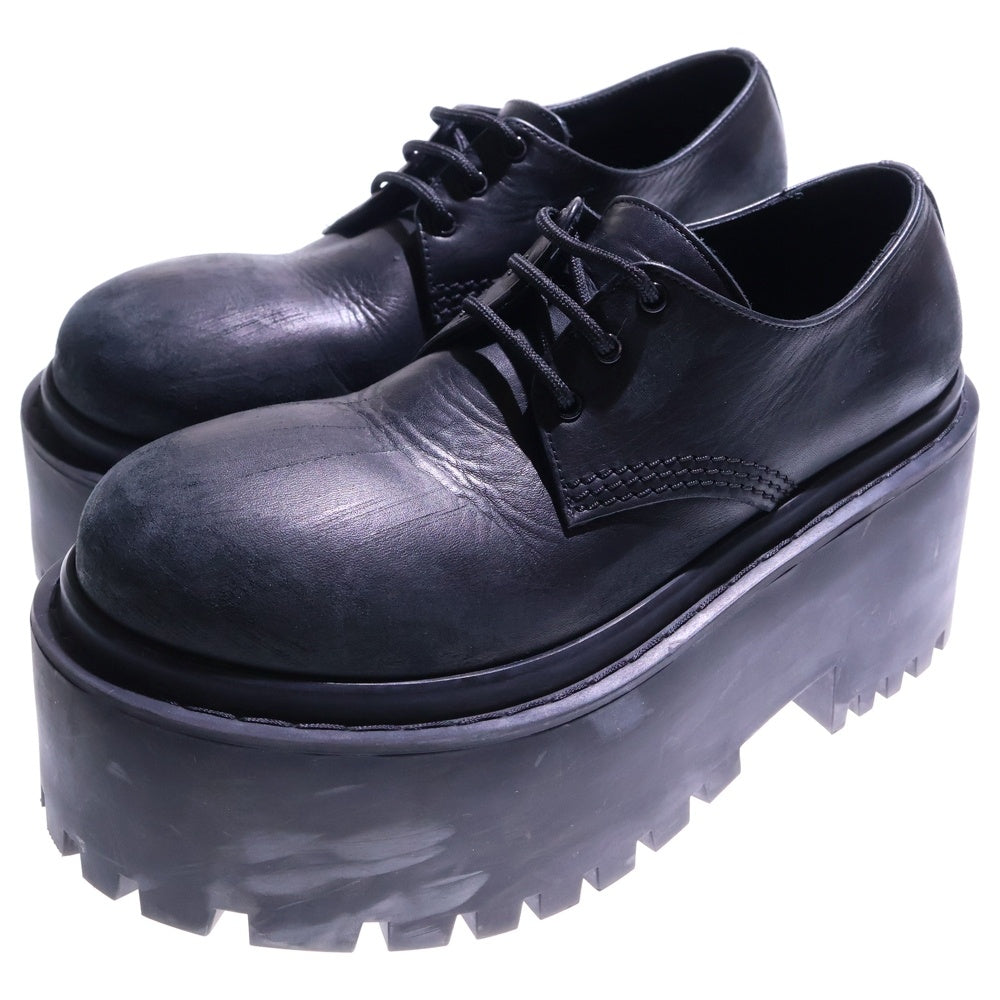 BALENCIAGA(バレンシアガ) BBロゴ レザー レースアップ 厚底 ローカット ダービーシューズ ブラック レディース 820930