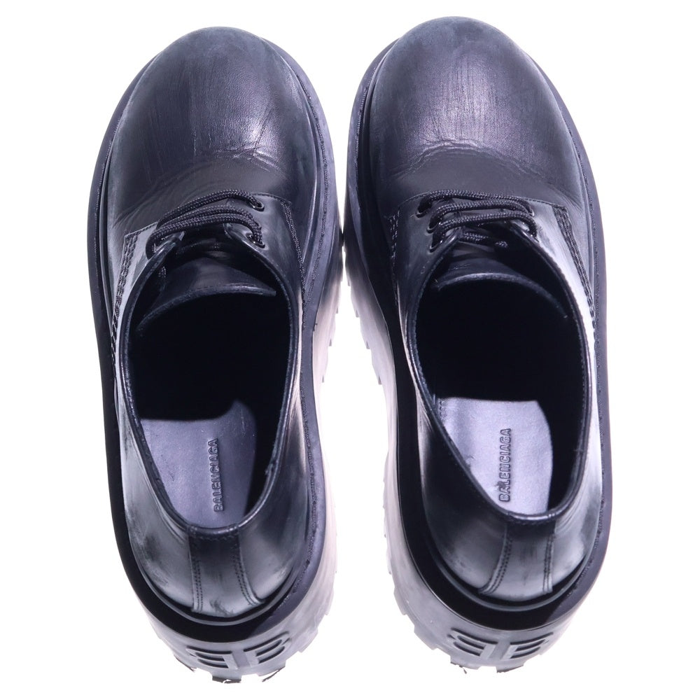 BALENCIAGA(バレンシアガ) BBロゴ レザー レースアップ 厚底 ローカット ダービーシューズ ブラック レディース 820930