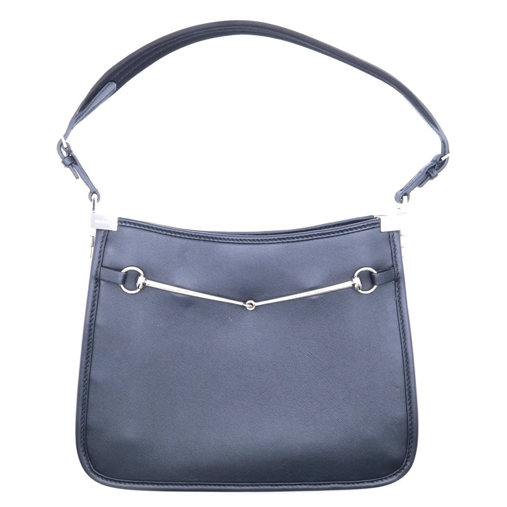GUCCI(グッチ) ホースビットスリム ワンショルダーバッグ ミニバッグ ハンドバッグ ブラック シルバー金具 レザー 764191