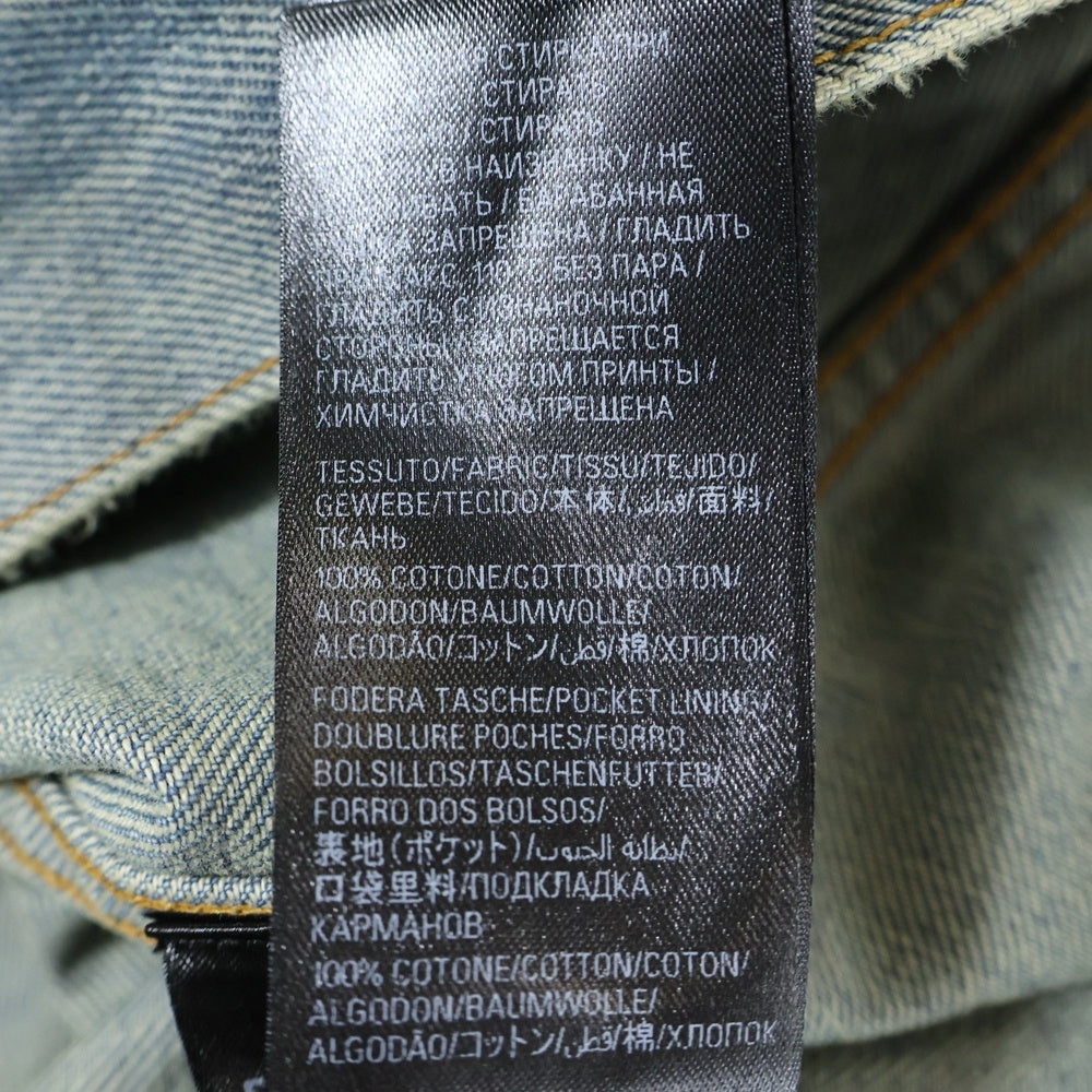 BALENCIAGA(バレンシアガ) バックロゴプリント ユーズド加工 オーバーサイズ デニム トラッカージャケット インディゴ 725034