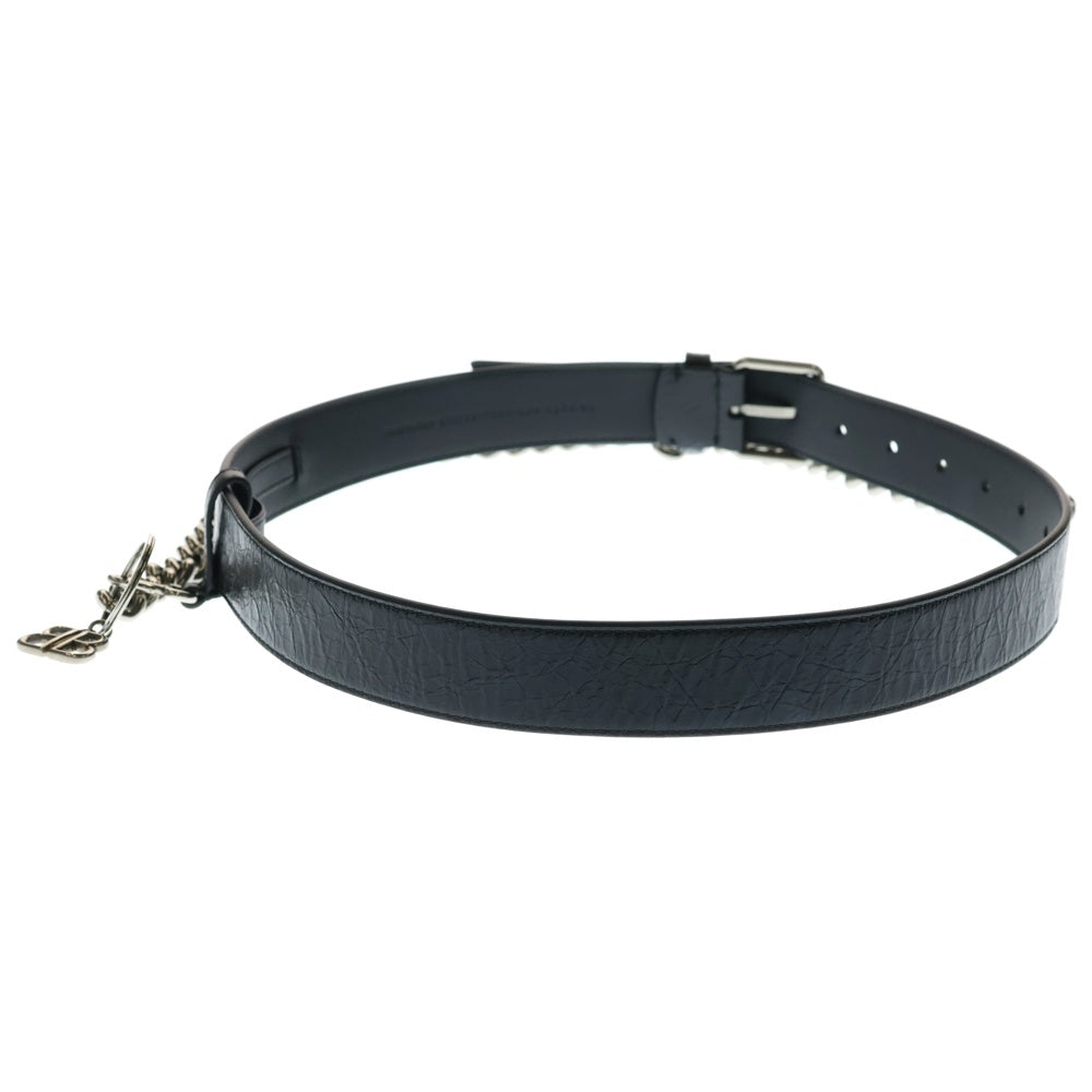 BALENCIAGA(バレンシアガ) モナコ レザー チェーンベルト ブラック シルバー金具 811032