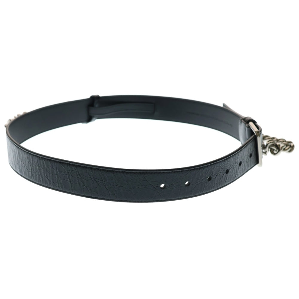 BALENCIAGA(バレンシアガ) モナコ レザー チェーンベルト ブラック シルバー金具 811032