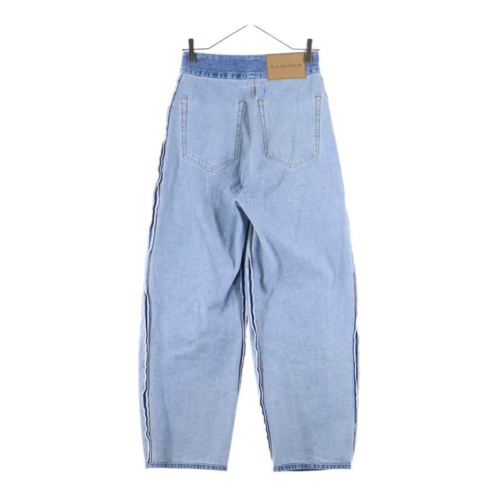 MM6 Maison Margiela(エムエムシックスメゾンマルジェラ) 21AW インサイドアウト ウォッシュ加工 ワイドデニムパンツ インディゴ レディース S62LB0066 S30783