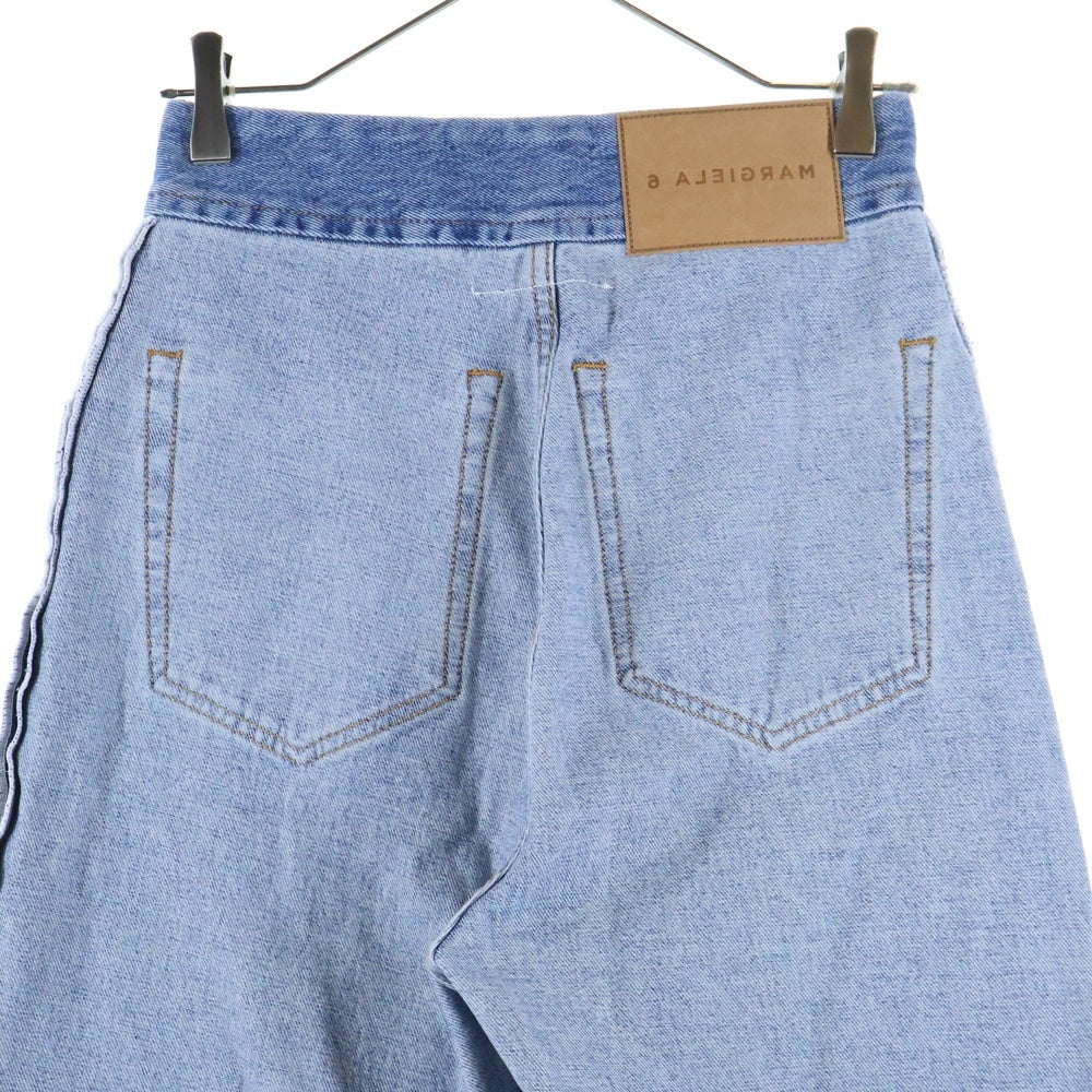 MM6 Maison Margiela(エムエムシックスメゾンマルジェラ) 21AW インサイドアウト ウォッシュ加工 ワイドデニムパンツ インディゴ レディース S62LB0066 S30783