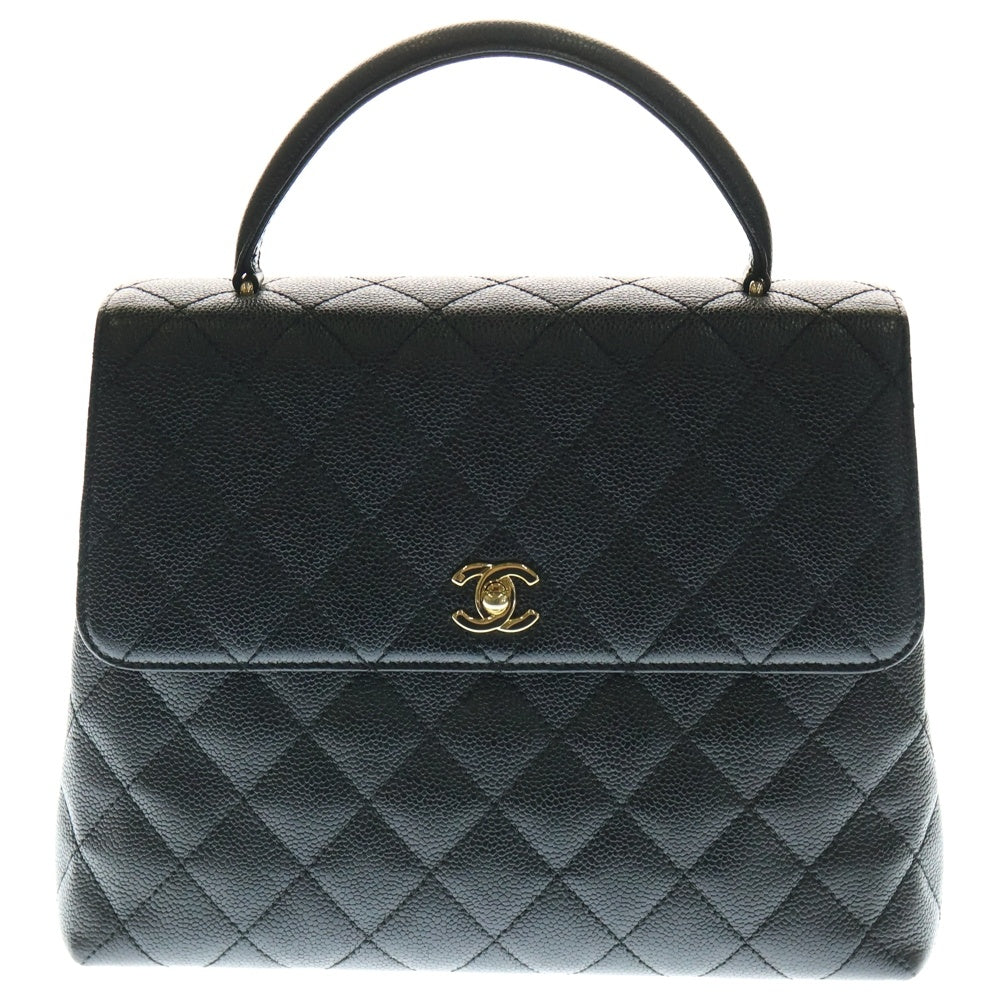 CHANEL(シャネル) マトラッセ トップハンドル ハンドバッグ ブラック キャビアスキン GD金具 A12397