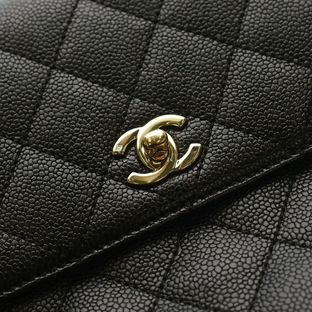 CHANEL(シャネル) マトラッセ トップハンドル ハンドバッグ ブラック キャビアスキン GD金具 A12397