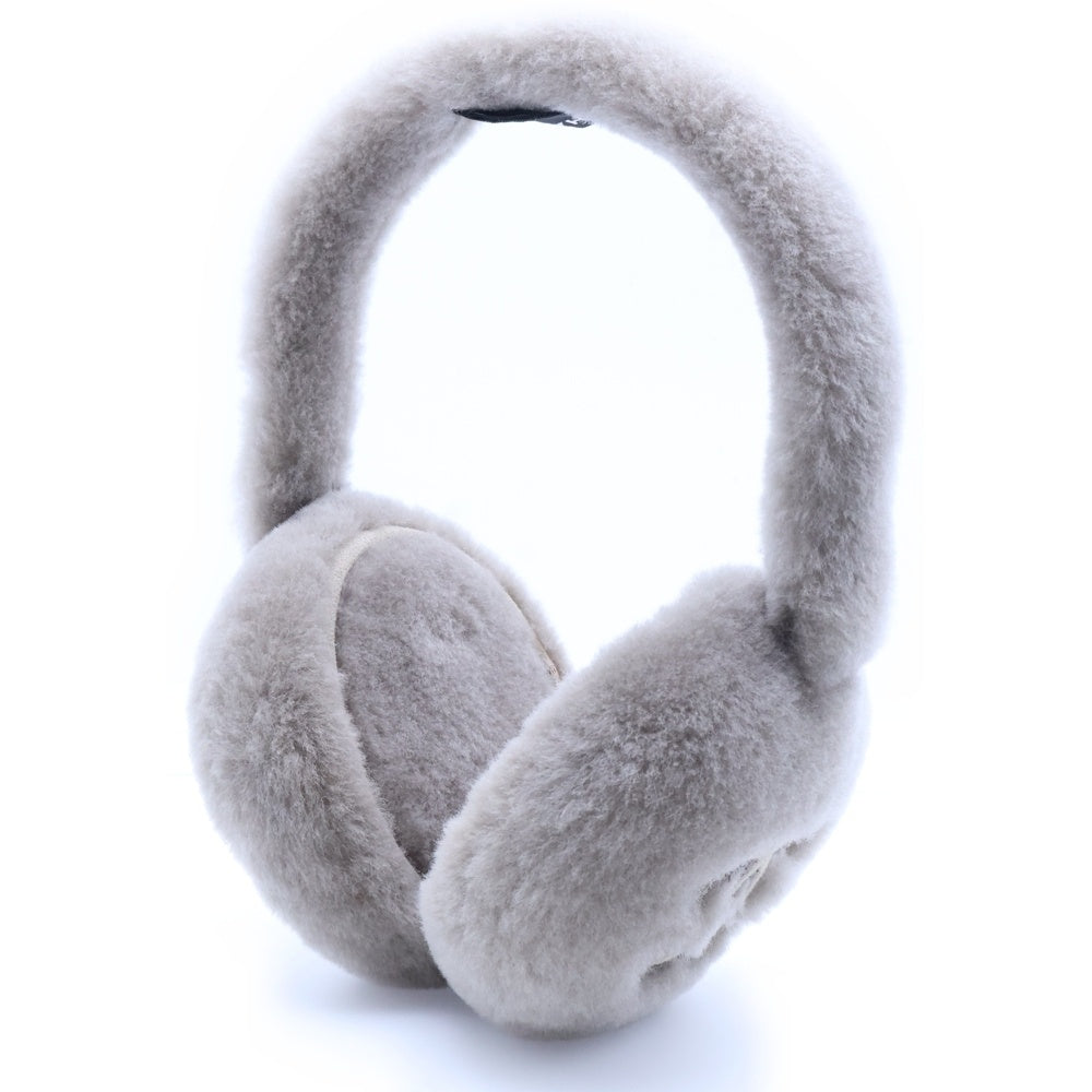 CHANEL(シャネル) ココマーク ロゴ刺繍 ボア イヤーマフラー 耳当て グレー/ベージュ