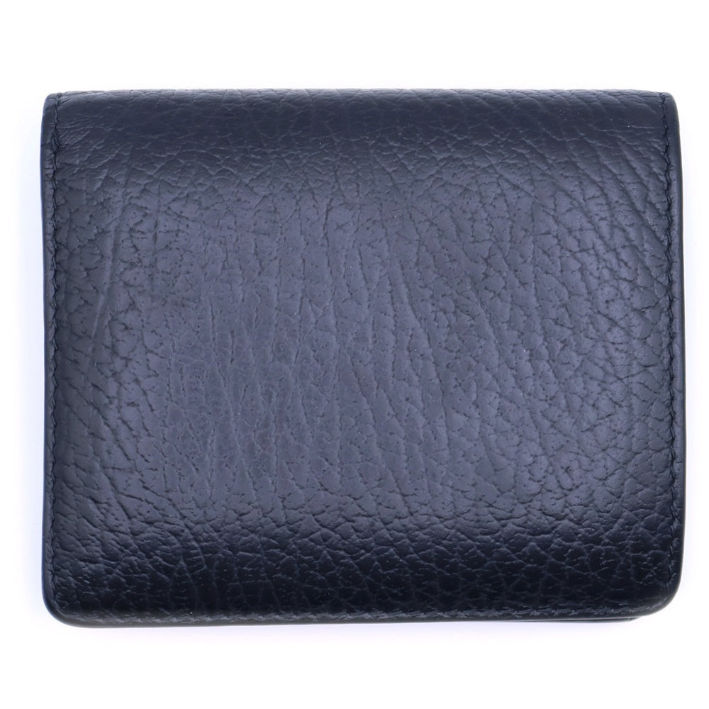 Maison Margiela 0(メゾンマルジェラ) 4ステッチ バイフォールド レザー コンパクトウォレット 二つ折り財布 シルバー金具 ブラック S56UI0140