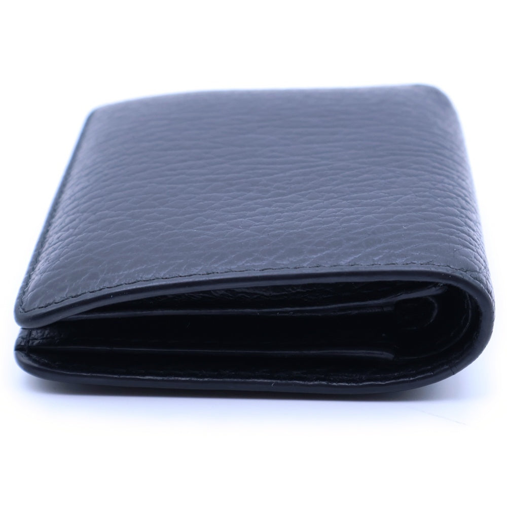 Maison Margiela 0(メゾンマルジェラ) 4ステッチ バイフォールド レザー コンパクトウォレット 二つ折り財布 シルバー金具 ブラック S56UI0140