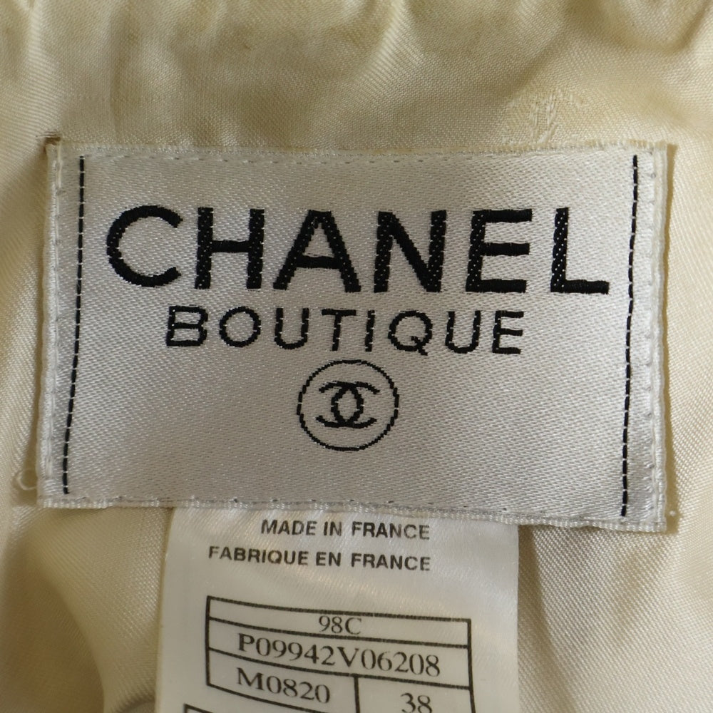 CHANEL(シャネル) 98C クルーズコレクション ココマーク シェルボタン ウールツイード 2B テーラードジャケット アイボリー レディース P09942V06208