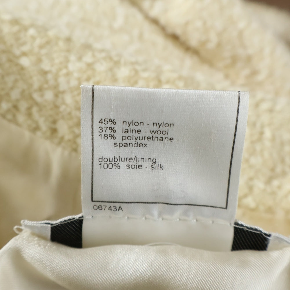 CHANEL(シャネル) 98C クルーズコレクション ココマーク シェルボタン ウールツイード 2B テーラードジャケット アイボリー レディース P09942V06208
