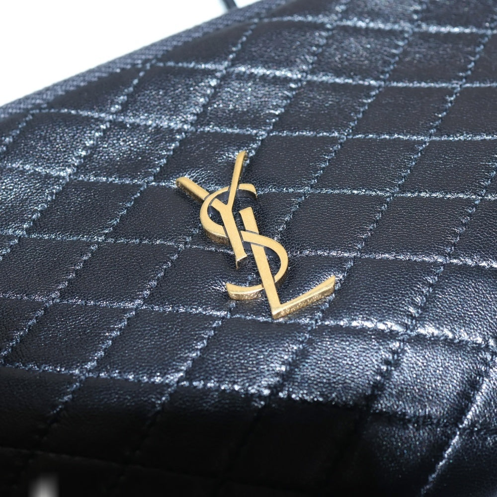 SAINT LAURENT PARIS(サンローランパリ) キルティング チェーンショルダーバッグ ミニバッグ ブラック ゴールド金具 レザー 733667 レディース