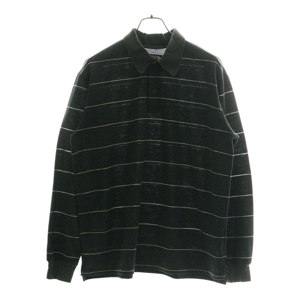 THE NORTH FACE(ザノースフェイス) Field Striped Polo フィールド ストライプ柄 ワンポイントロゴ刺繍 鹿の子 長袖ポロシャツ カーキ NT6352N