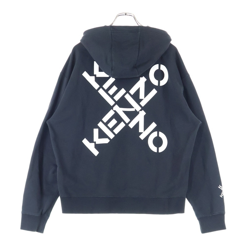KENZO(ケンゾー) バック クロスロゴ プリント プルオーバースウェットパーカー フーディー ブラック FA65SW5304MS