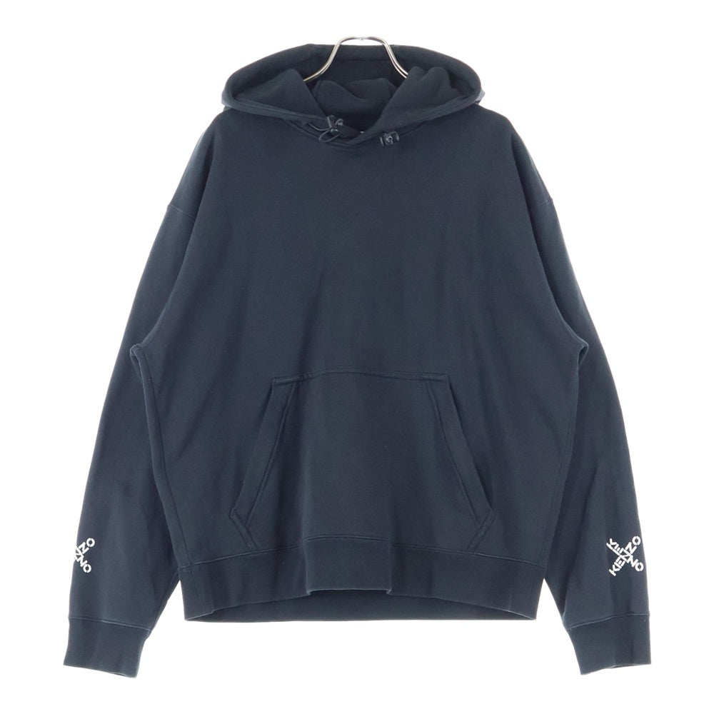 KENZO(ケンゾー) バック クロスロゴ プリント プルオーバースウェットパーカー フーディー ブラック FA65SW5304MS