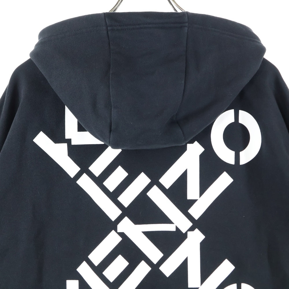 KENZO(ケンゾー) バック クロスロゴ プリント プルオーバースウェットパーカー フーディー ブラック FA65SW5304MS