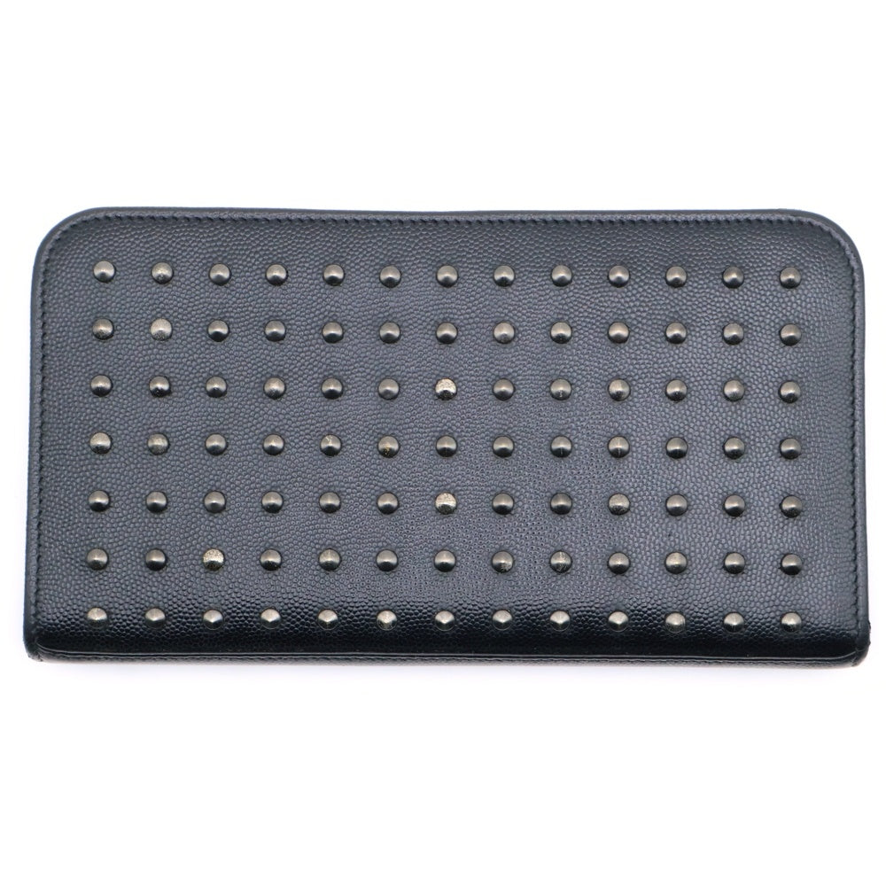 SAINT LAURENT PARIS(サンローランパリ) スタッズ ロングウォレット 長財布 カードケース レザー ブラック シルバー金具