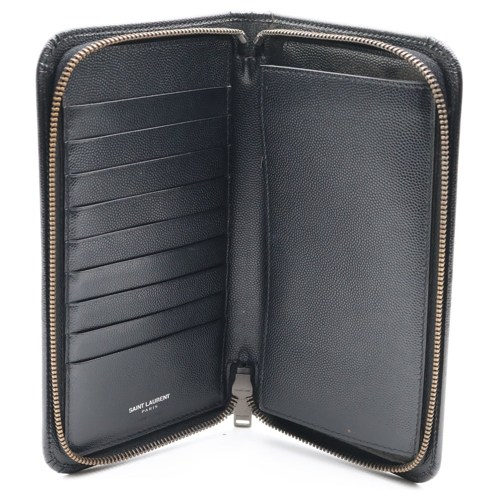 SAINT LAURENT PARIS(サンローランパリ) スタッズ ロングウォレット 長財布 カードケース レザー ブラック シルバー金具