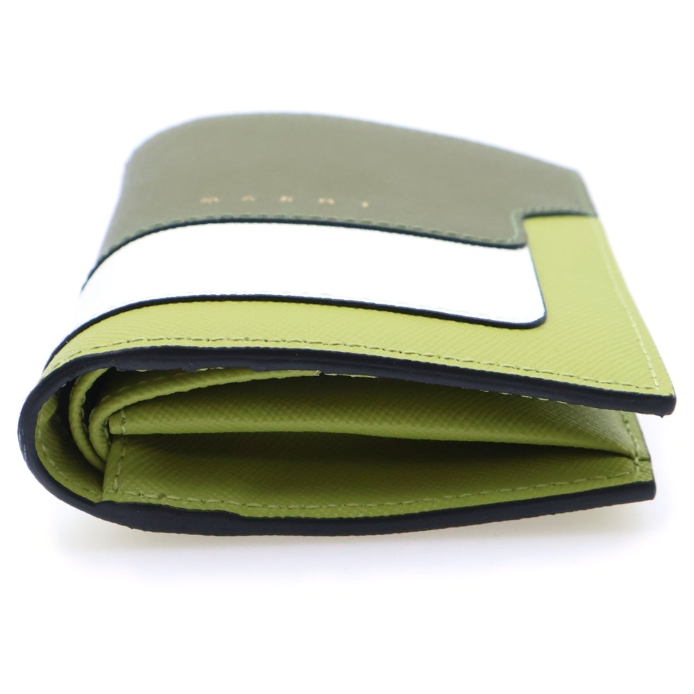 MARNI(マルニ) バイフォールド ロゴレザーコンパクトウォレット 二つ折り財布 グリーン/ホワイト PFMOQ14U13LV520
