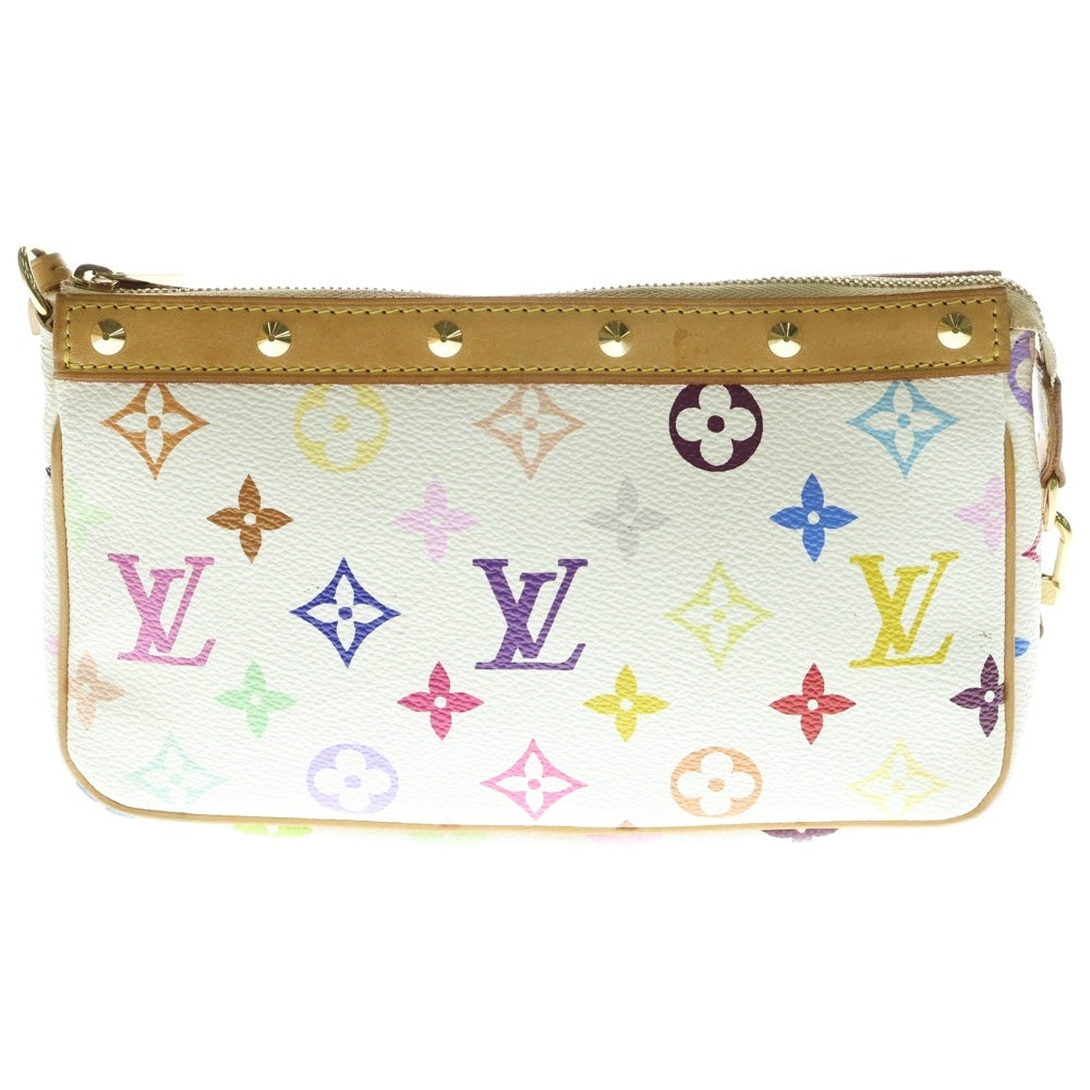 LOUIS VUITTON(ルイヴィトン) ポシェットアクセソワール モノグラムマルチカラー アクセサリーポーチ ハンドバッグ ゴールド金具 ホワイト M92649