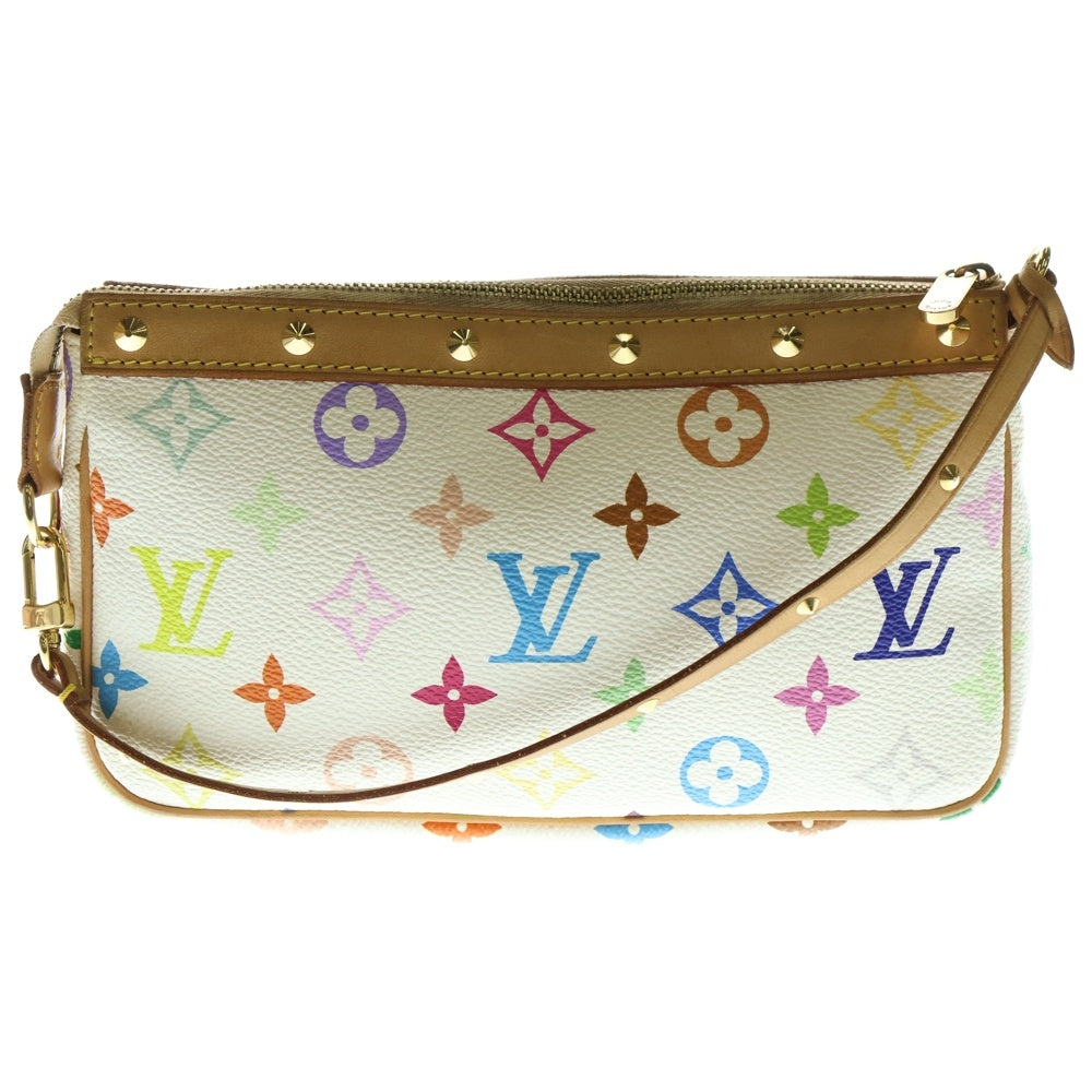 LOUIS VUITTON(ルイヴィトン) ポシェットアクセソワール モノグラムマルチカラー アクセサリーポーチ ハンドバッグ ゴールド金具 ホワイト M92649